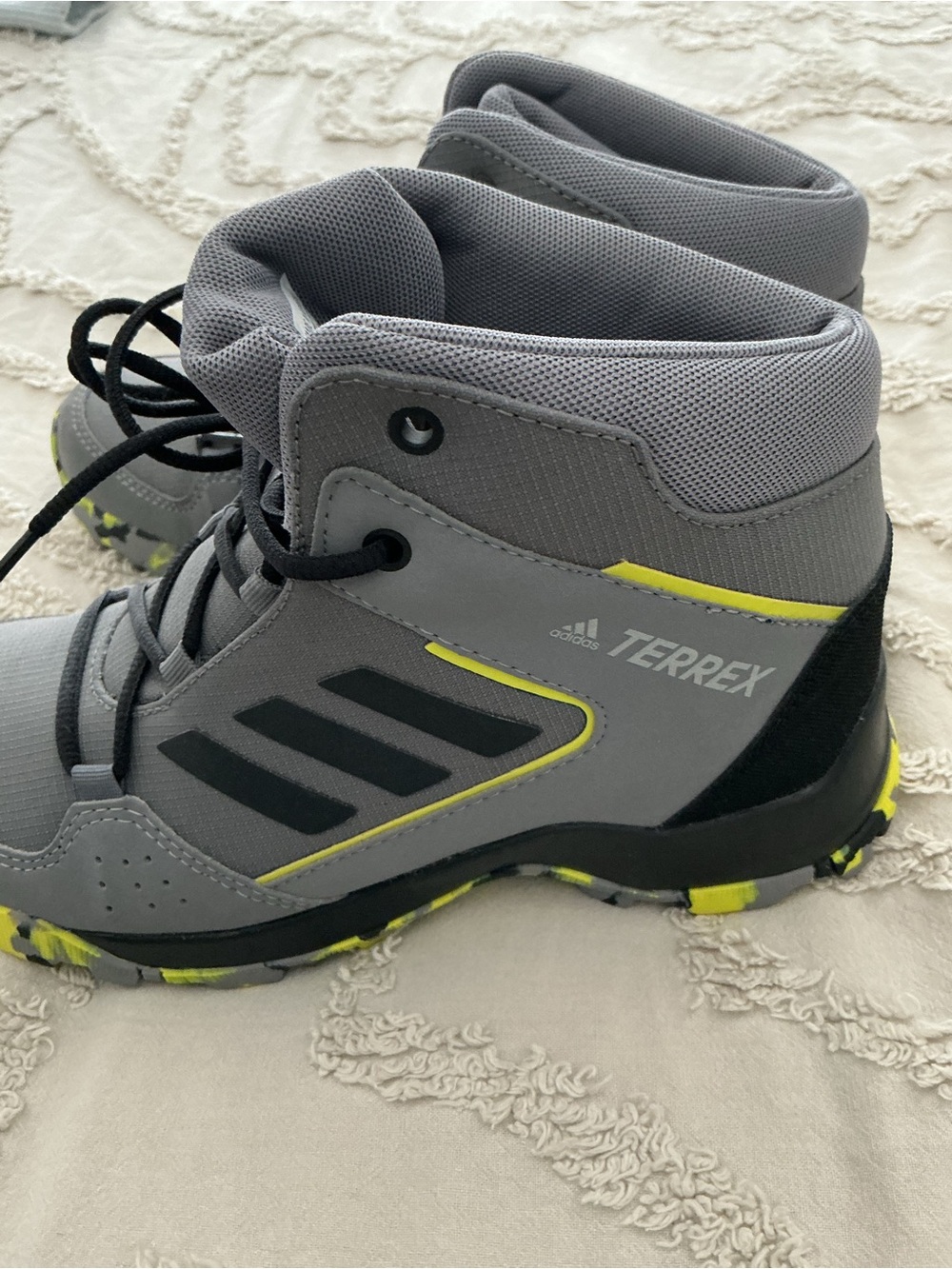 adidas Kids Grey and Yellow Terrex Trail Boots